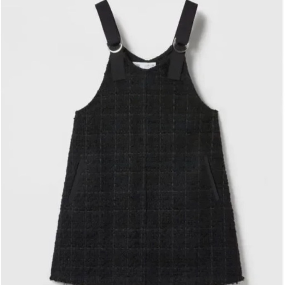 ZARA BUCKLED TEXTURED PINAFORE DRESS SZ 13-14